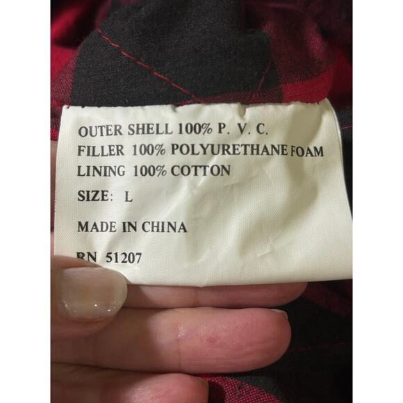 Talbots PVC red maxicoat, quilted plaid lining, retro, utilitarian, preppy - Picture 7 of 7